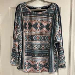 Women’s XL Southwestern long sleeve top made in the USA- boho vibe